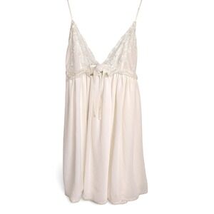 Vintage Cabernet White Lace Trimmed Babydoll Chemise Nightgown Slip S